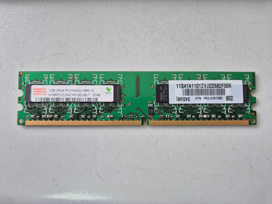 Hynix Lenovo 1GB PC2-6400 DDR2-800MHz non-ECC Unbuffered CL6 240-Pin DIMM ( HYMP512U64CP8-S6 AB-T 41X1080 ) REF