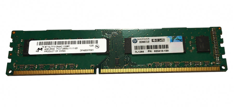 Micron HP 4GB PC3-12800 DDR3-1600MHz non-ECC Unbuffered CL11 240-Pin DIMM ( MT16JTF51264AZ-1G6M1 655410-150 ) REF