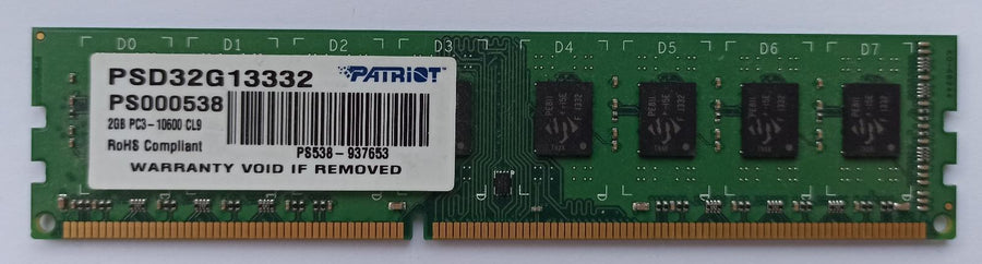 Patriot Signature Line 2GB PC3-10600 DDR3-1333MHz non-ECC Unbuffered CL9 240-Pin DIMM ( PSD32G13332 ) REF