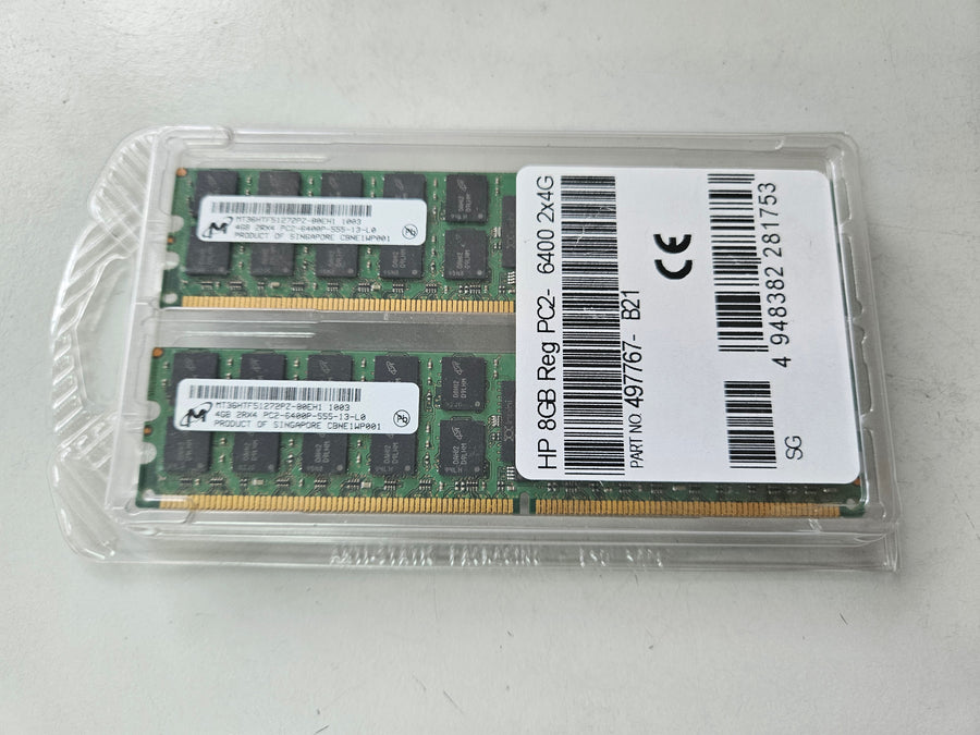 HP Micron 8GB (2x4GB) PC2-6400 DDR2-800Mhz DIMM KIT ( 497767-B21 499277-061 MT36HTF51272PZ-80EH1 ) REF