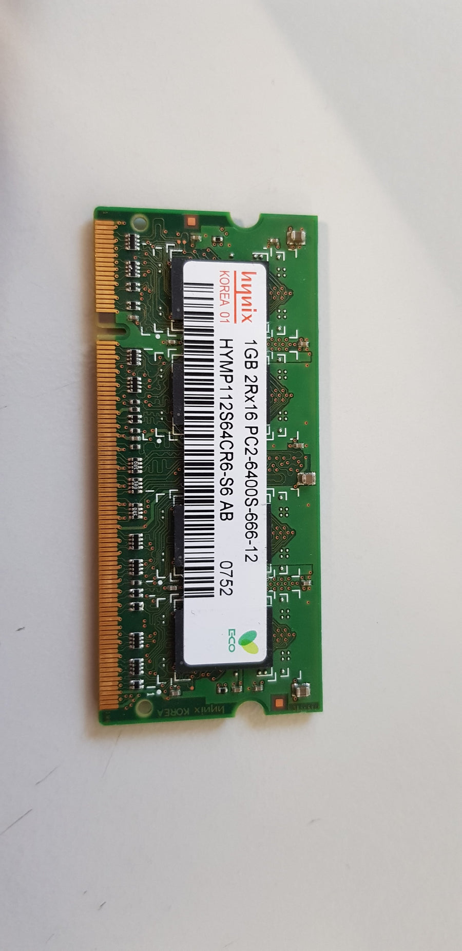 Hynix 1GB 2Rx16 PC2-6400 DDR2 800MHZ nonECC Unbuffered CL6 200P SODIMM ( HYMP112S64CR6-S6 ) REF