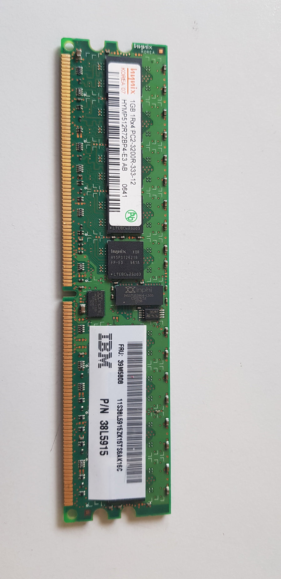 Hynix IBM 1GB 1Rx4 PC2-3200 DDR2-400MHz ECC Registered CL3 240-Pin DIMM ( HYMP512R72BP4-E3 38L5915 ) REF