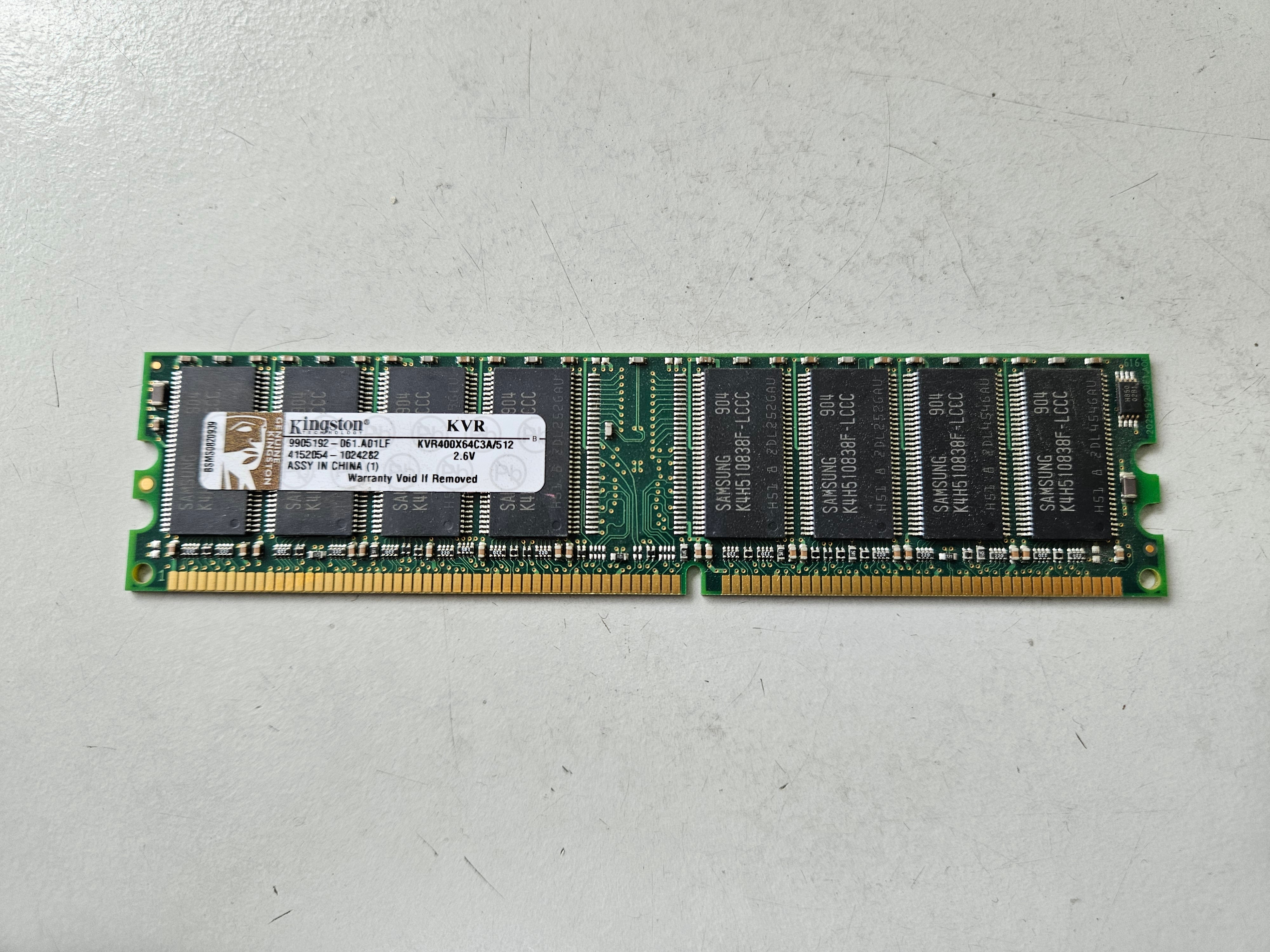 Kingston 512MB PC3200 DDR-400MHz CL3 DIMM ( KVR400X64C3A/512 99U5193-061.A01LF ) REF