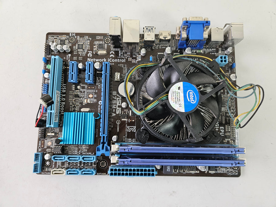 ASUS B75M-A Motherboard with Intel Pentium G2030 @3.00GHz – 4GB RAM BIOS Version 0801 - with cpu/fan/ram/io shield
