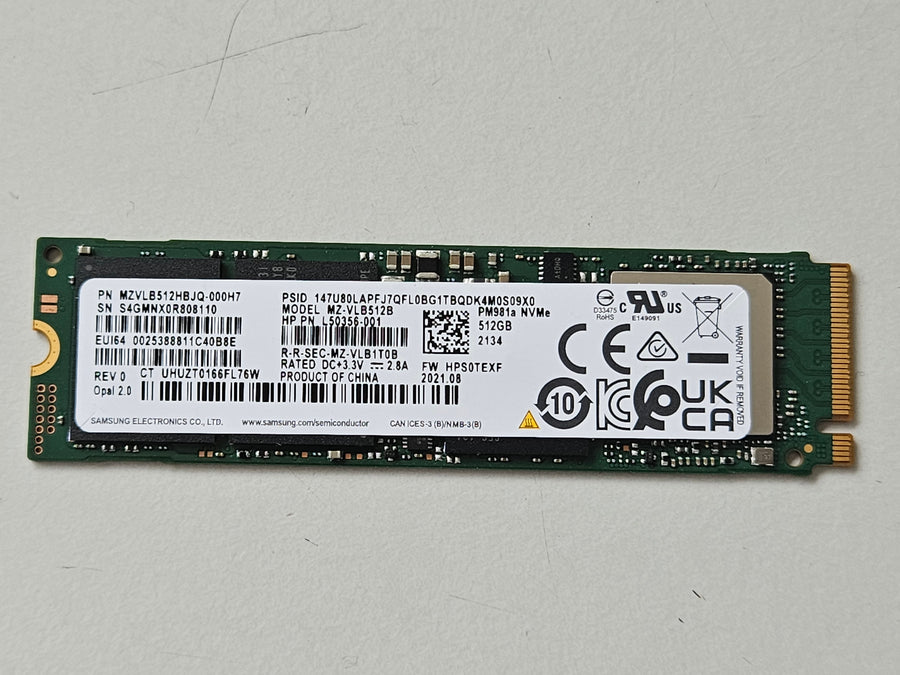 Samsung HP 512GB TLC PCI Express 3.0 x4 NVMe M.2 2280 SSD ( MZVLB512HBJQ-000H7 MZ-VLB512B L50356-001 ) REF