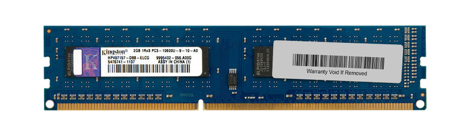Kingston HP 2GB PC3-10600 DDR3-1333MHz non-ECC Unbuffered CL9 240-Pin DIMM ( HP497157-D88-ELCG 497157-D88 9995402-056 ) REF