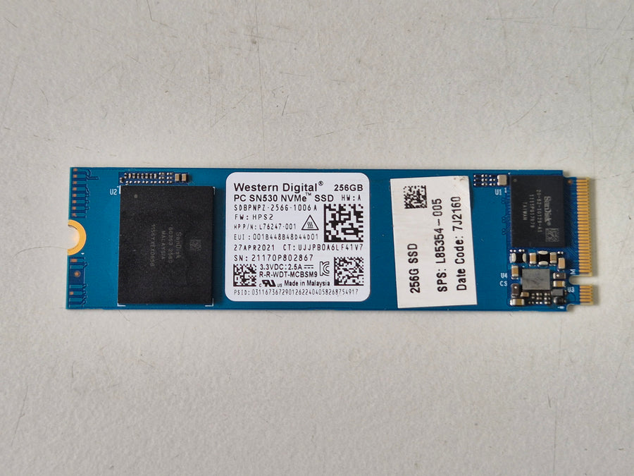 Western Digital HP PC SN530 256GB M.2 PCIe NVMe 2280 MLC SSD ( SDBPNPZ-256G-1006A L76247-001 ) REF