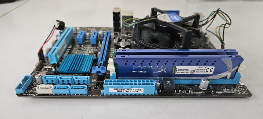 ASUS B75M-A Motherboard with Intel Pentium G2030 @3.00GHz – 4GB RAM BIOS Version 0801 - with cpu/fan/ram/io shield