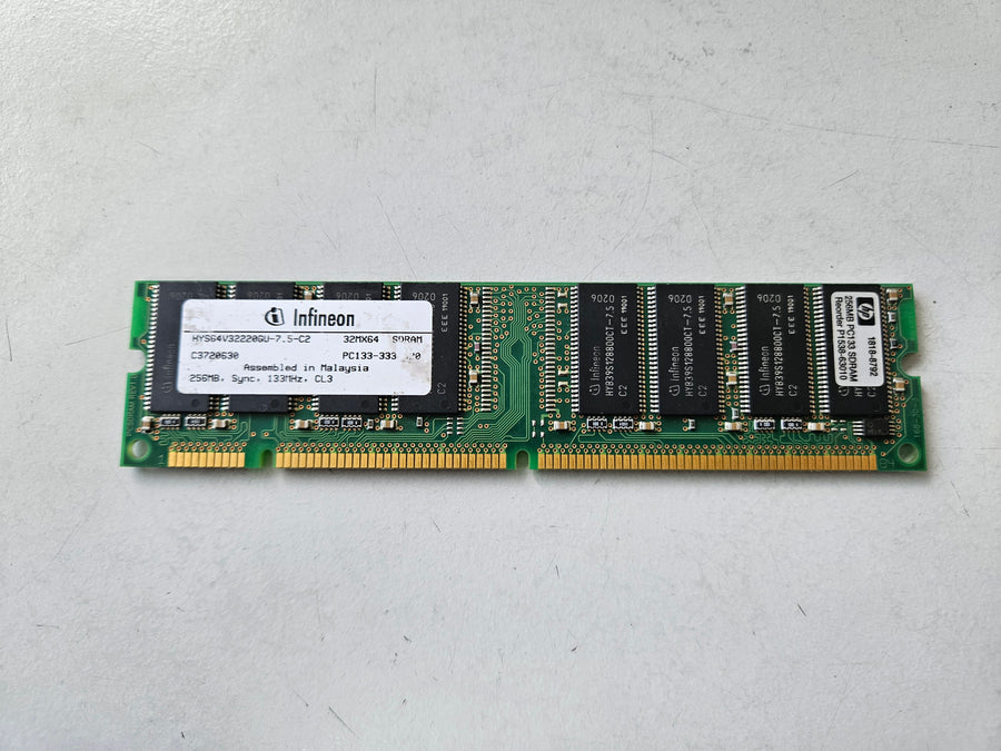 Infineon HP 256MB 133MHz PC133 CL3 168-Pin UDIMM ( HYS64V32220GU-7.5-C2 1818-8792 ) USED
