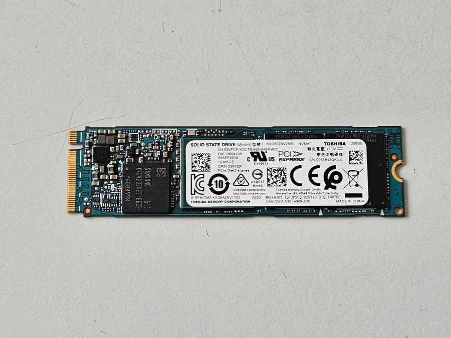 Toshiba Dell 256GB TLC PCI Express 3.0 x4 NVMe M.2 2280 internal SSD ( KXG60ZNV256G 03VFCP ) REF