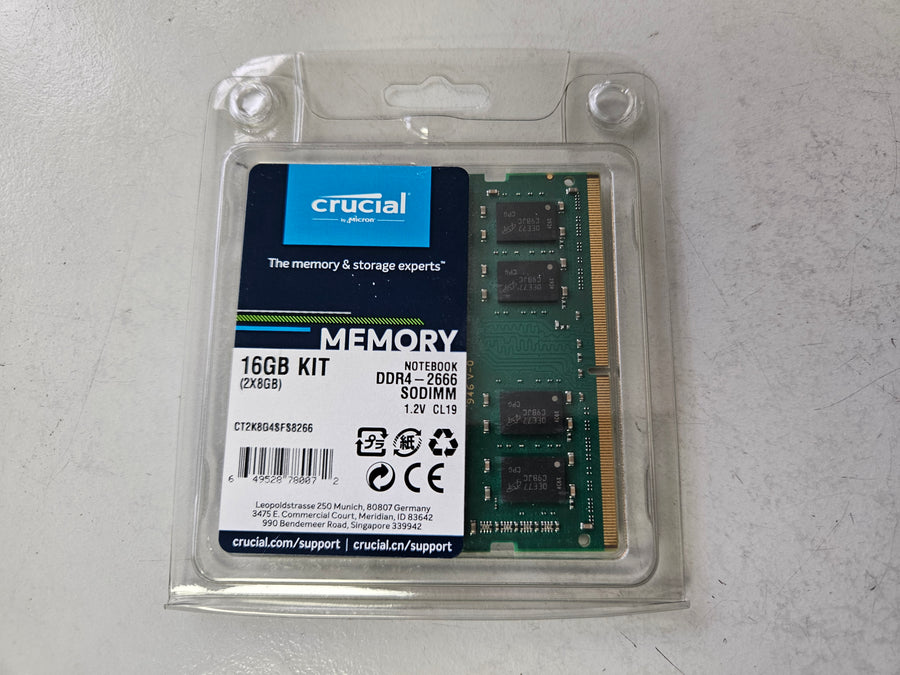 Crucial 16GB (2x8GB) DDR4-2666 CL19 SODIMM Memory Kit ( CT2K8G4SFS8266 ) NEW