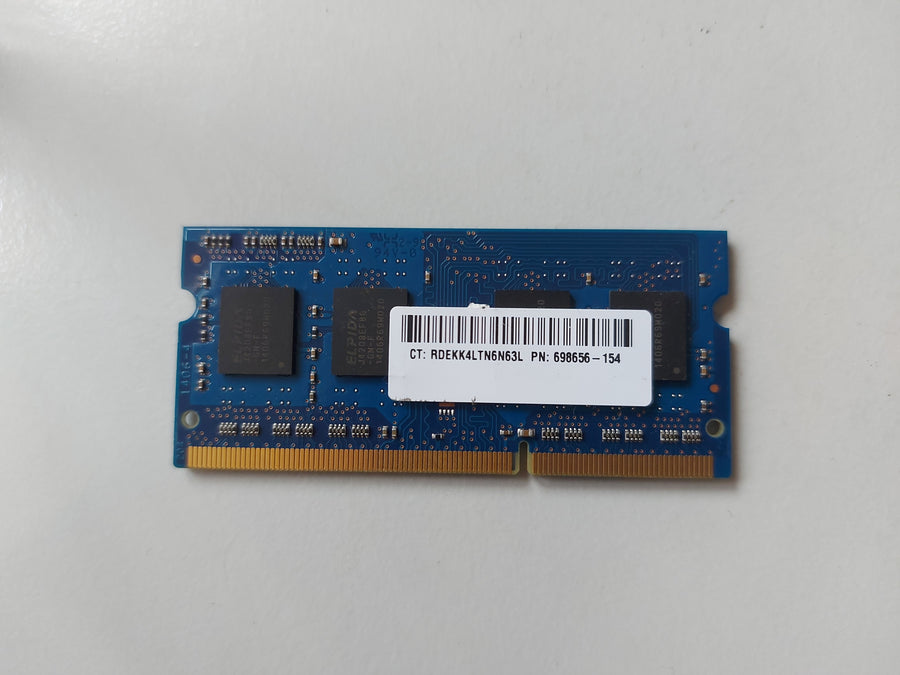 Elpida 4GB PC3-12800 DDR3-1600MHz non-ECC Unbuffered CL11 204-Pin SoDimm Module ( EBJ40UG8EFU0-GN-F 698656-154 ) REF