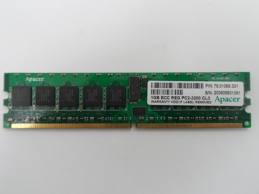 78 01068 331 - Apacer 1GB PC2-3200 CL3 ECC Reg Memory 78.01068.331 - Refurbished