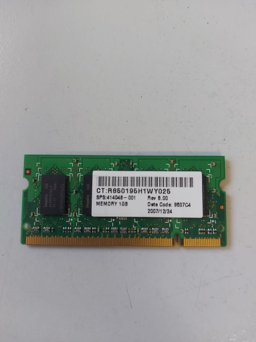 Hynix/HP 1GB PC2-5300 DDR2-667Mhz non-ECC Unbuffered CL5 200-Pin SoDimm Dual Rank Memory Module ( HYMP112S64CP6-Y5 414046-001 ) REF