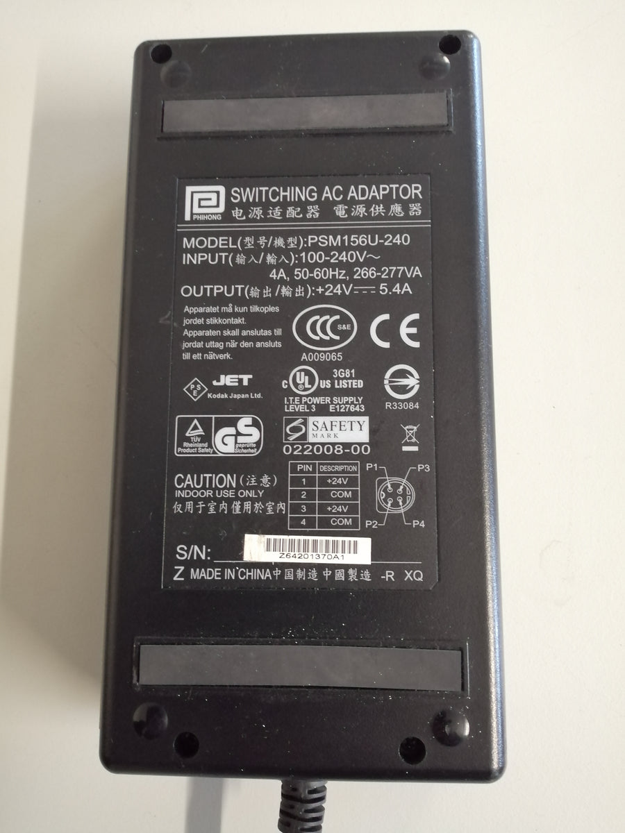 PHIHONG AC ADAPTOR PSM156U-240 IN 240V OUT 24V 4 PIN ( PSM156U-240 USED )