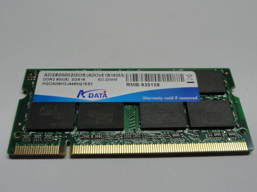AD2800002GOS - A-Data 2Gb 200 Pin PC2-6400 CL6 DDR2-800 16c 128x8 2Rx8 1.8V SODIMM - Refurbished