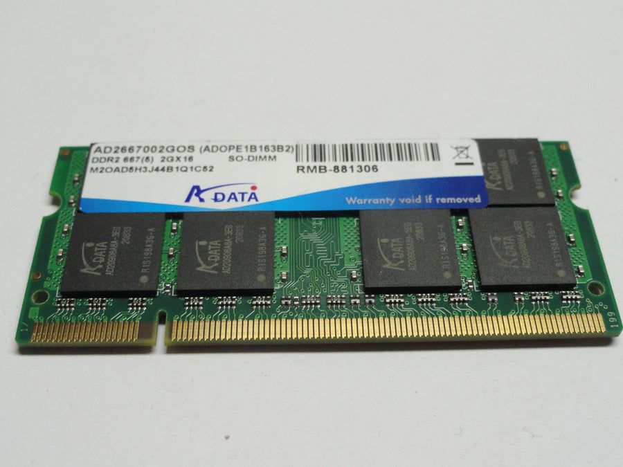 AD2667002GOS - A-Data 2Gb 200 Pin PC2-5300 CL5 DDR2-667 SO-DIMM Memory Modules - Refurbished