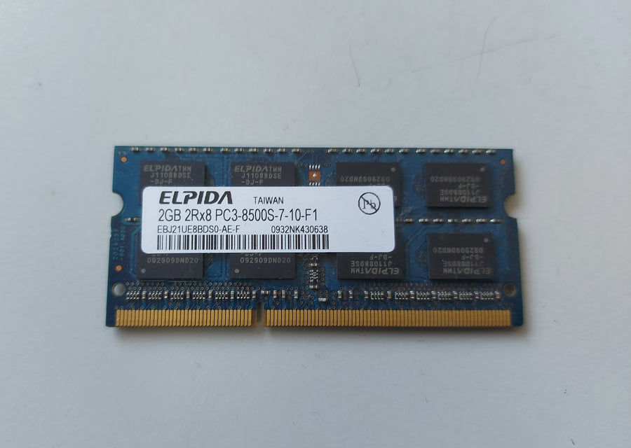 Elpida Lenovo 2GB PC3-8500 DDR3-1066MHz non-ECC Unbuffered CL7 204-Pin SoDimm ( EBJ21UE8BDS0-AE-F 46R3326 ) REF