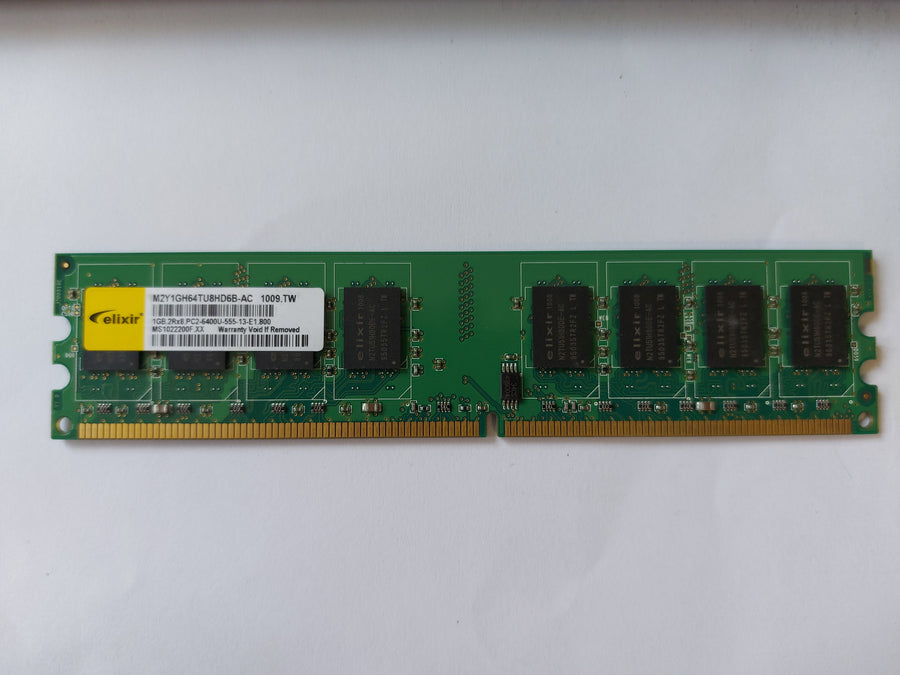 Elixir 1GB PC2-6400 DDR2-800MHz non-ECC Unbuffered CL5 240-Pin DIMM Dual Rank Memory Module ( M2Y1GH64TU8HD6B-AC ) REF