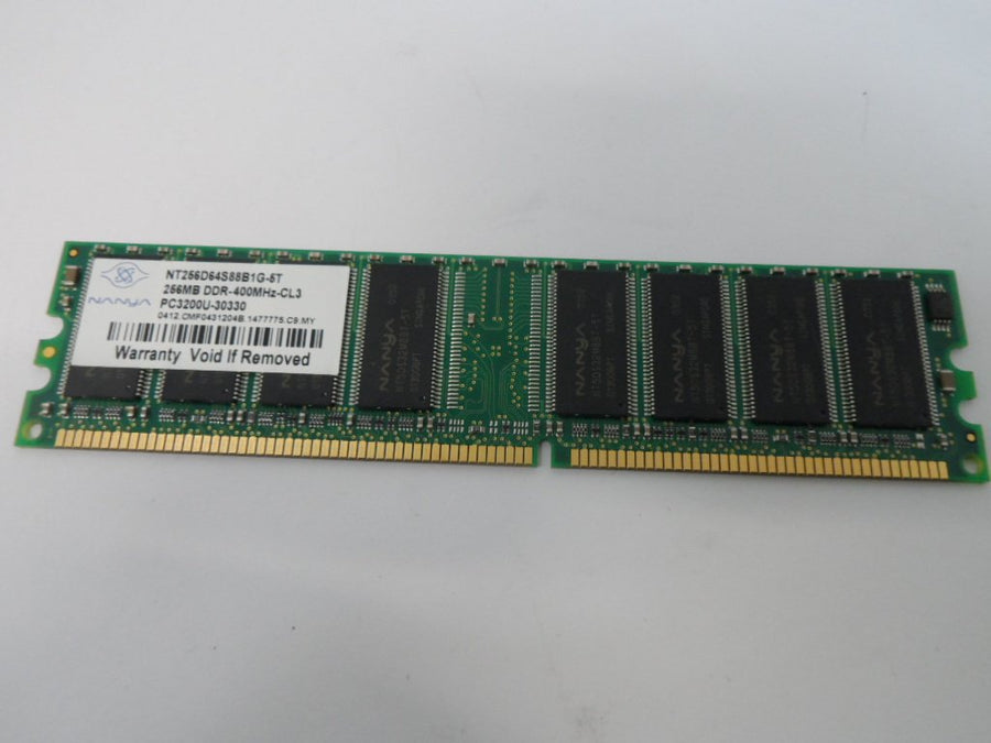 NT256D64S88B1G-5T - Nanya 256MB PC3200 DDR-400MHz non-ECC 32x8 1Rx8Unbuffered CL3 2.6V 184-Pin DIMM - Refurbished