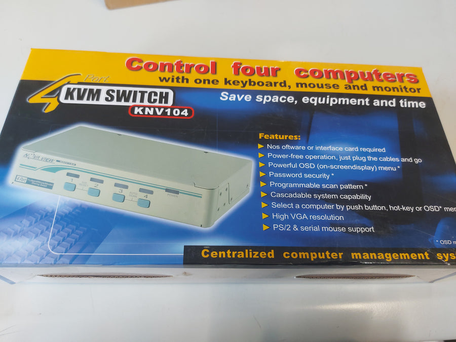 Rextron NovaView 4-port KVM PS/2 Switch ( KNV104 KNV-104 ) NEW