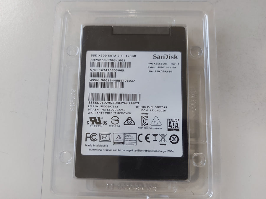 SanDisk Lenovo X300 128GB SATA 6Gbps 2.5in SSD ( SD7SB6S-128G-1001 SSD0E97952 00KT015 SSD0G62746 ) REF