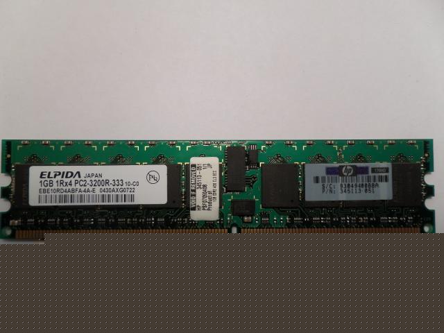 EBE10RD4ABFA-4A-E - Elpida 1GB 240p PC2-3200 CL3 18c 128x4 DDR2-400 1Rx4 1.8V ECC Registered DIMM Module - Refurbished