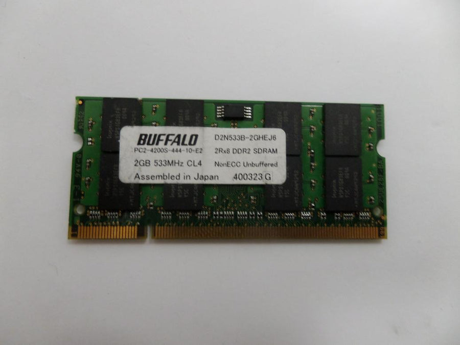 D2N533B-2GHEJ6 - Buffalo 1GB 200p PC2-4200 CL4 16c 64x8 DDR2-533 2Rx8 1.8V SODIMM - USED