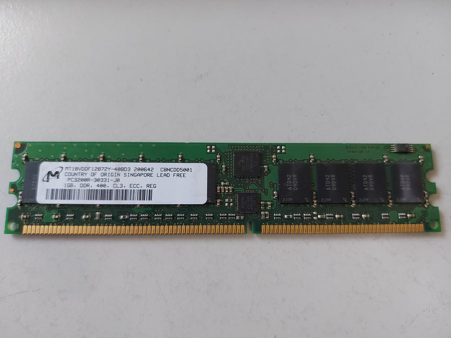 Micron 1GB DDR-400MHz PC3200 ECC Registered CL3 184-Pin DIMM Module ( MT18VDDF12872G-40BD3 ) REF