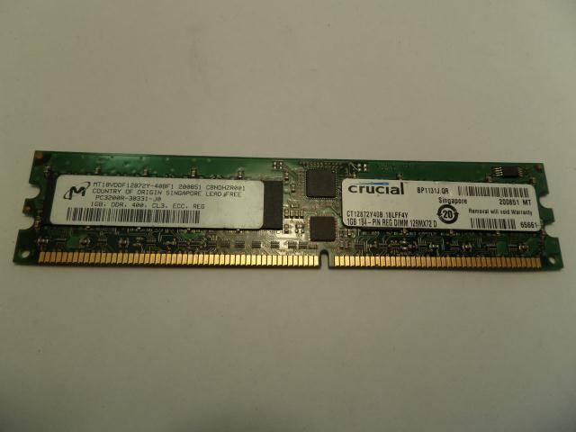 MT18VDDF12872Y-40BF1 - Micron 1GB 184p PC3200 CL3 18c 128x4 Registered ECC DDR-400 DIMM - Refurbished