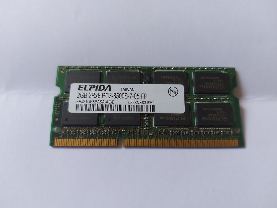 Elpida 2GB PC3-8500 DDR3-1066MHz non-ECC Unbuffered CL7 204-Pin SoDimm Memory Module ( EBJ21UE8BASA-AE-E ) REF