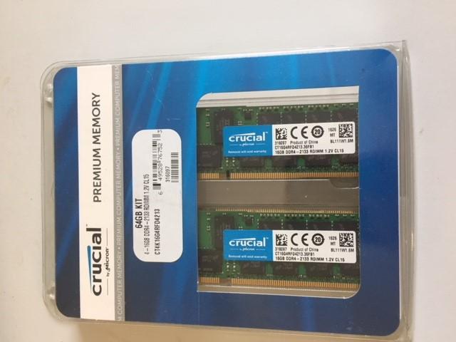 Crucial 64GB 4x16GB DDR4-PC2133 Memory Kit (CT4K16G4RFD4213 New open box )