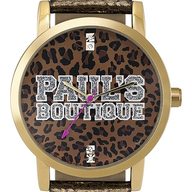 Paul's Boutique Women's Quartz Analogue Display Watch with Multi-Colour Dial and Brown Plastic or PU Strap PA007GDGD