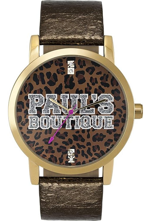 Paul's Boutique Women's Quartz Analogue Display Watch with Multi-Colour Dial and Brown Plastic or PU Strap PA007GDGD