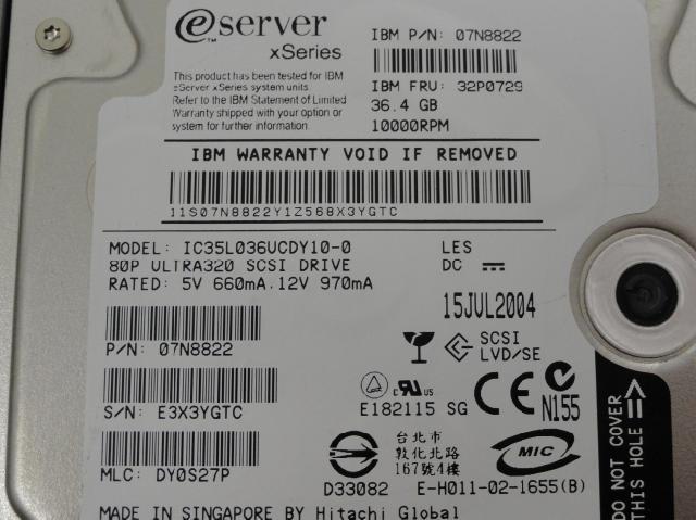 PR20813_07N8822_Hitachi IBM 36.4Gb SCSI 80 Pin 10Krpm 3.5in HDD - Image2