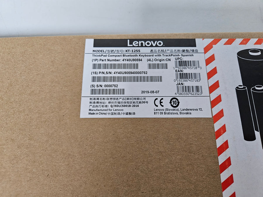 Lenovo KT-1255 ThinkPad Compact Bluetooth Keyboard w/ trackpoint - Spanish ( 4Y40U90594 ) NEW
