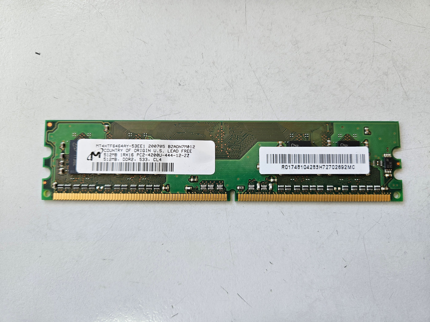 Micron 512MB PC2-4200 DDR2-533MHz non-ECC Unbuffered CL4 240-Pin DIMM ( MT4HTF6464AY-53EE1 ) REF