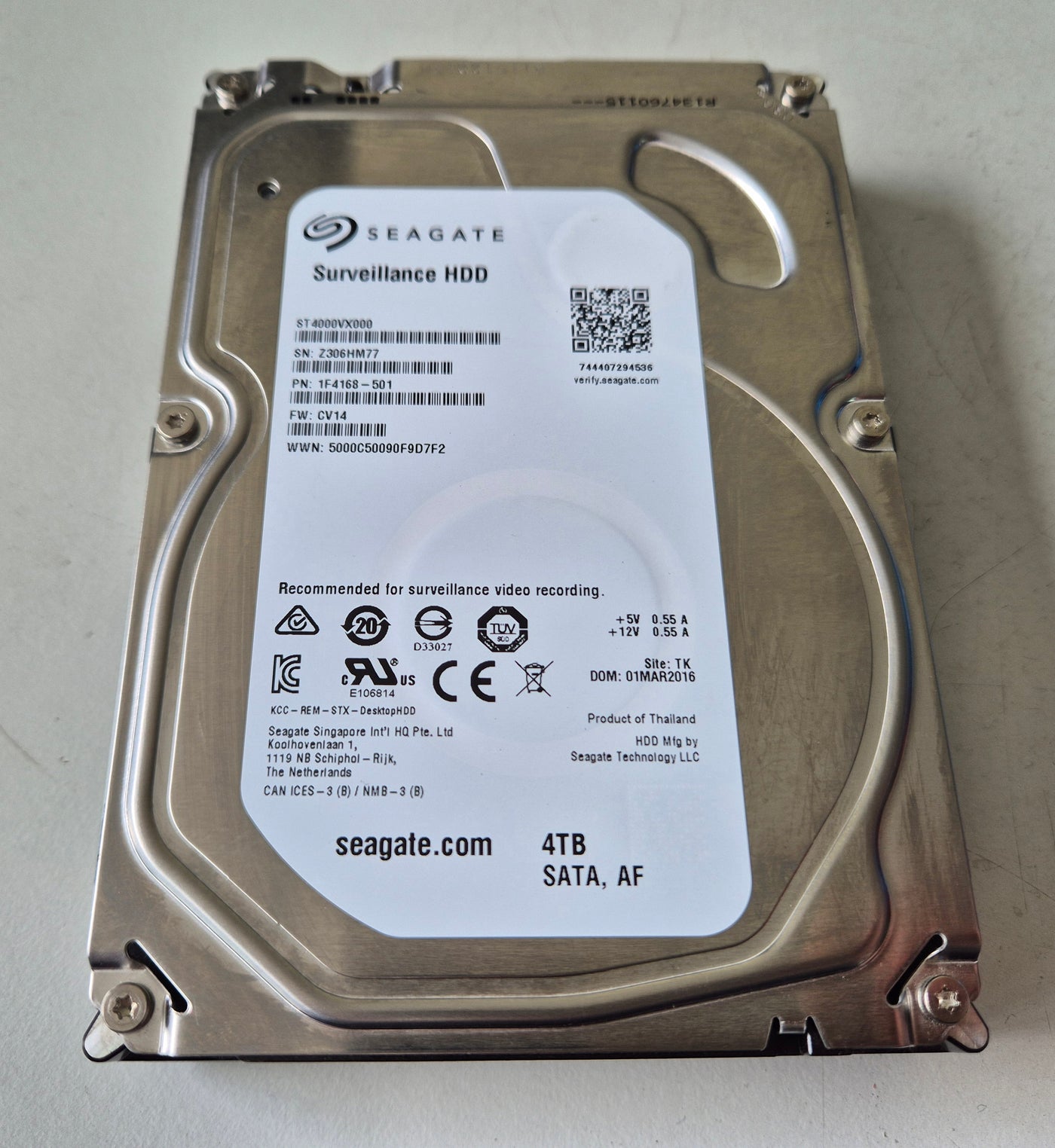 Seagate Surveillance 4TB 5.9K SATA 3.5in HDD ( ST4000VX000 1F4168-501 ) REF