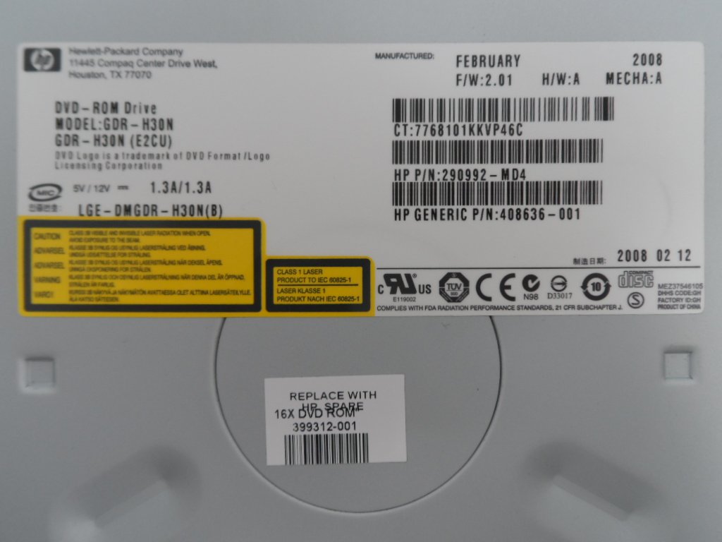 PR13157_399312-001_HP GDR-H30N 16 x DVD Rom Drive IDE Black - Image5
