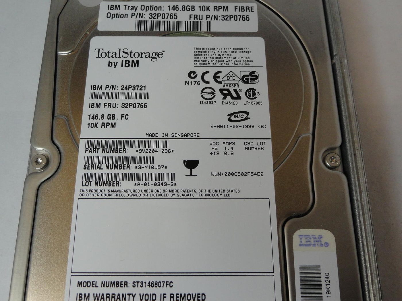 PR22961_9V2004-036_Seagate IBM 146GB Fibre Channel 10Krpm 3.5in HDD - Image2
