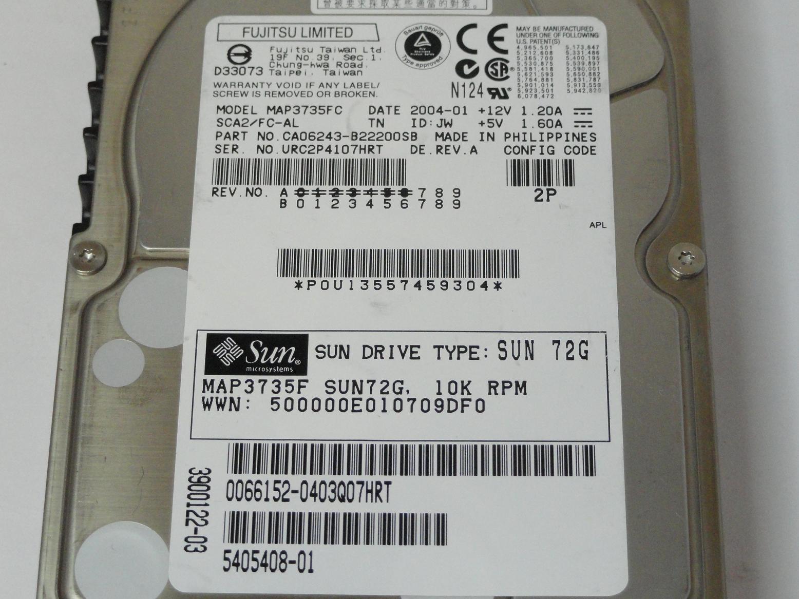 PR25160_CA06243-B22200SB_Fujitsu Sun 72GB Fibre Channel 10Krpm 3.5in HDD - Image3