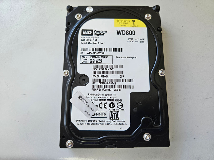 Western Digital HP 80Gb SATA 7200rpm 3.5in HDD ( WD800JD-60LUA0 WD800JD 345713-005 381648-001 ) REF