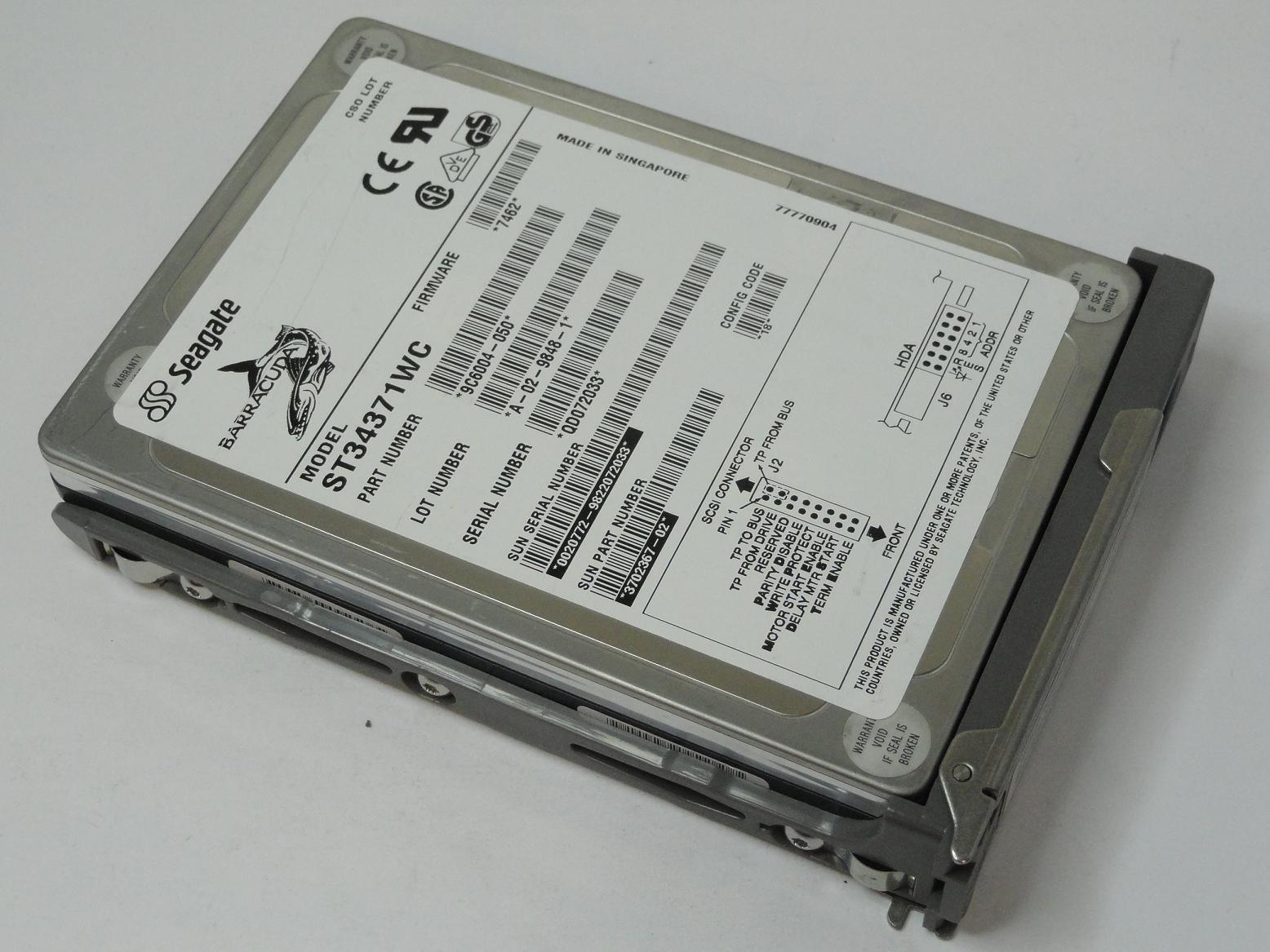 9C6004-050 - Seagate Sun 4.3GB SCSI 80 Pin 7200rpm 3.5in Barracuda HDD in Caddy - Refurbished