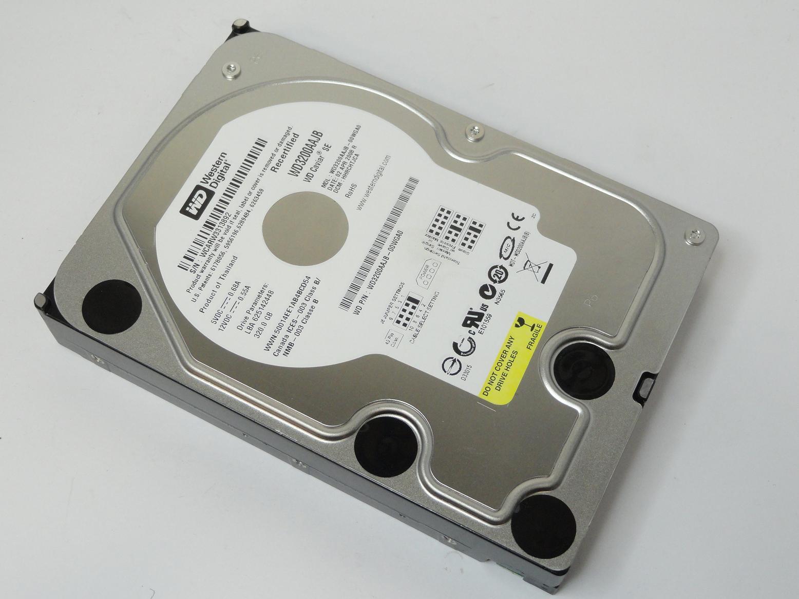 WD3200AAJB - Western Digital - 320GB 7200RPM PATA 3.5" HDD - Refurbished