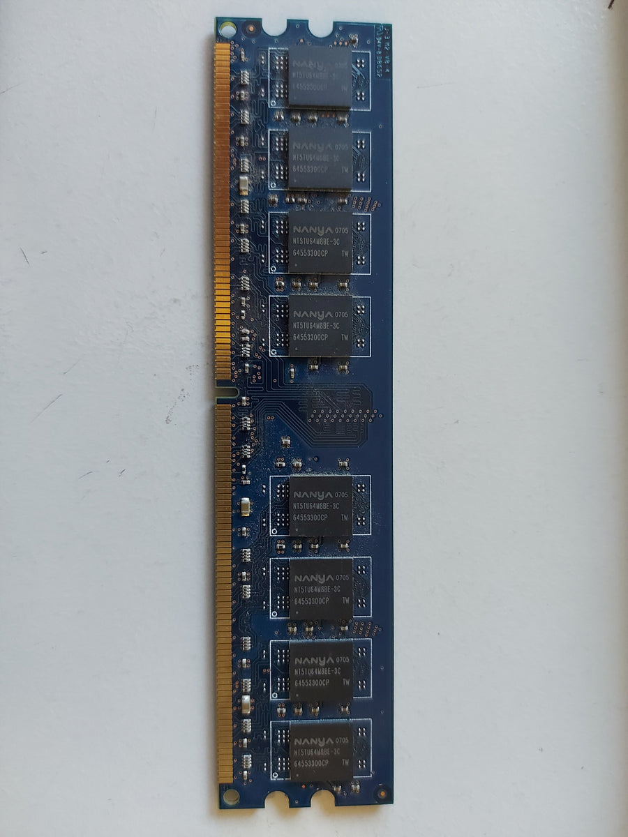 Nanya 1GB PC2-5300 DDR2-667MHz nonECC Unbuffered CL5 240P DIMM NT1GT64U8HB0BY-3C