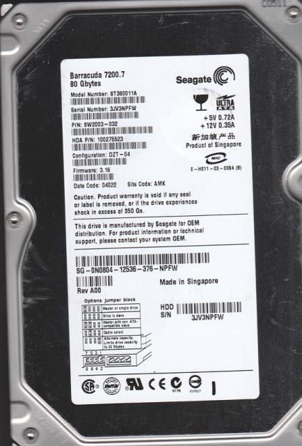 9W2003-032 - Seagate Dell 80GB IDE 7200rpm 3.5in Barracuda 7200.7 HDD - USED
