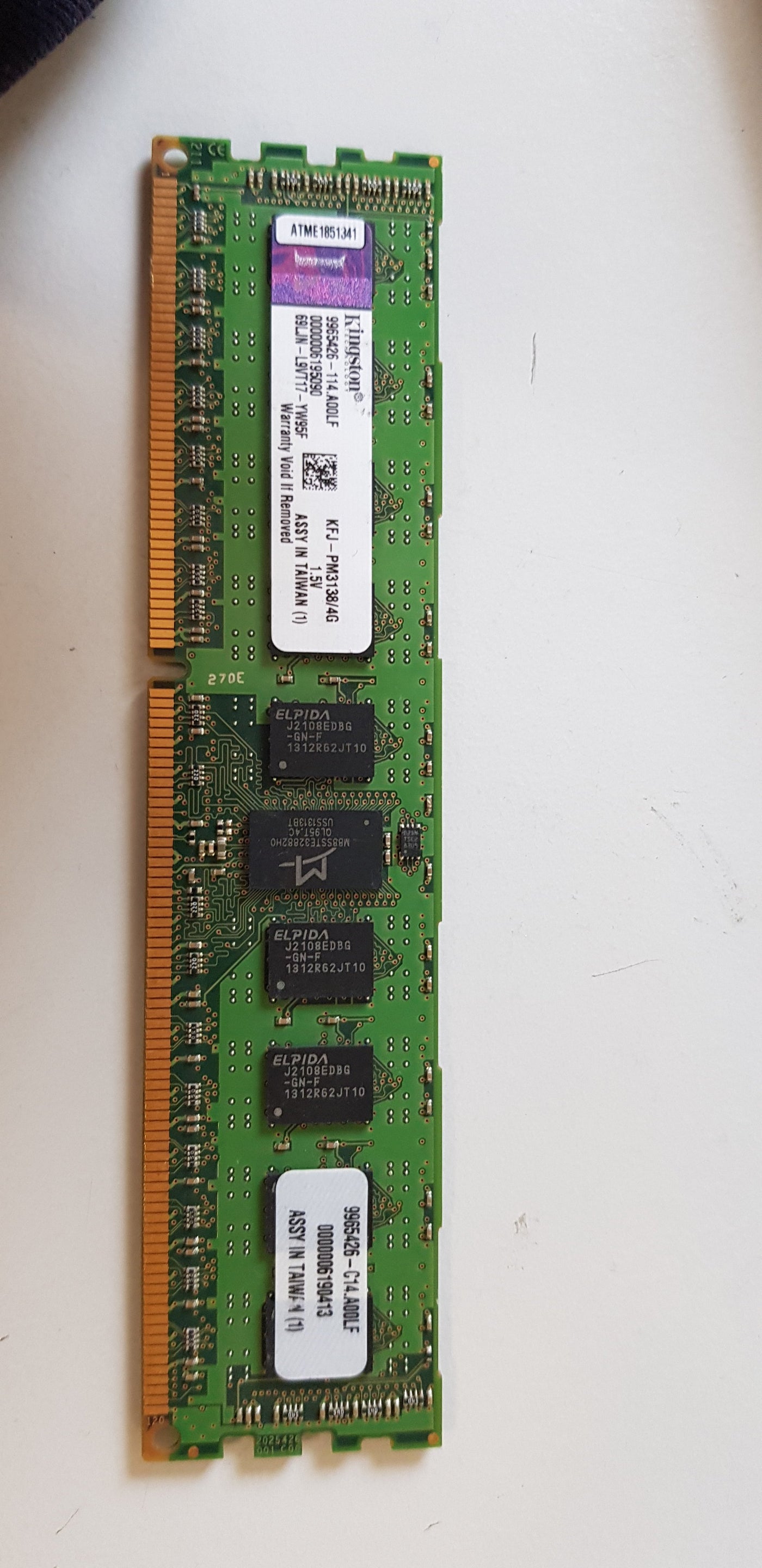 Kingston 4GB PC3-10600 DDR3-1333MHz ECC Registered CL9 240-Pin DIMM Dual Rank x8 Memory Module for Fujitsu S26361-F3336-E515 (KFJ-PM3138/4G  9965426-114)
