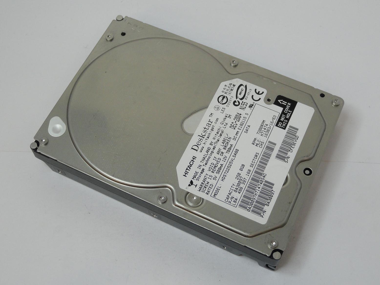 0A30097 - Hitachi 250GB SATA 7200rpm 3.5in HDD - Refurbished