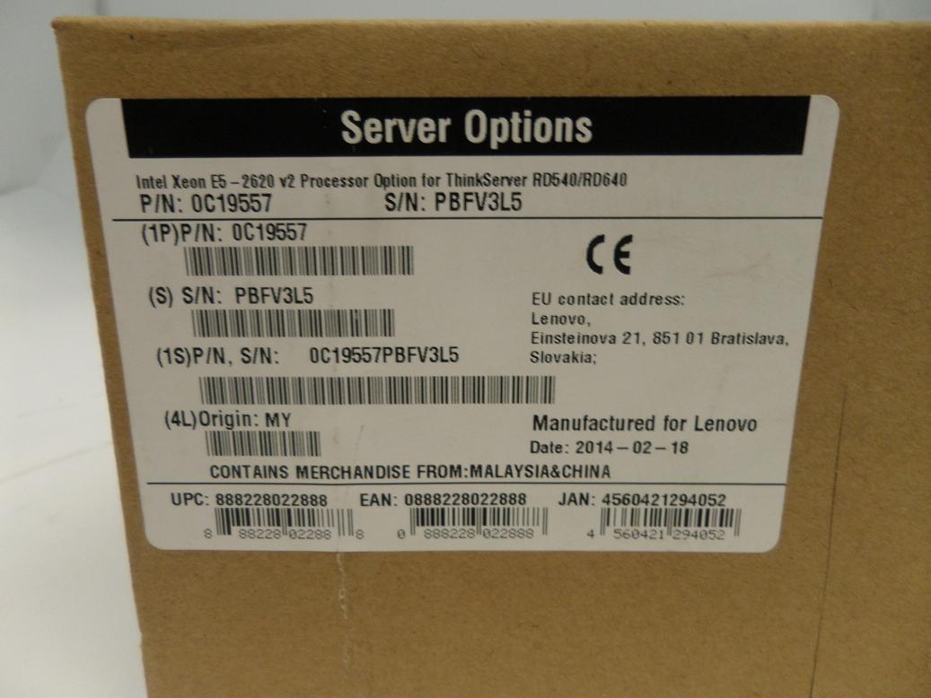 0C19557 - E5 2620 v2 Processor Upgrade Kit Intel Xeon E5-2620 v2 Processor Option for ThinkServer RD540/RD640 - NEW