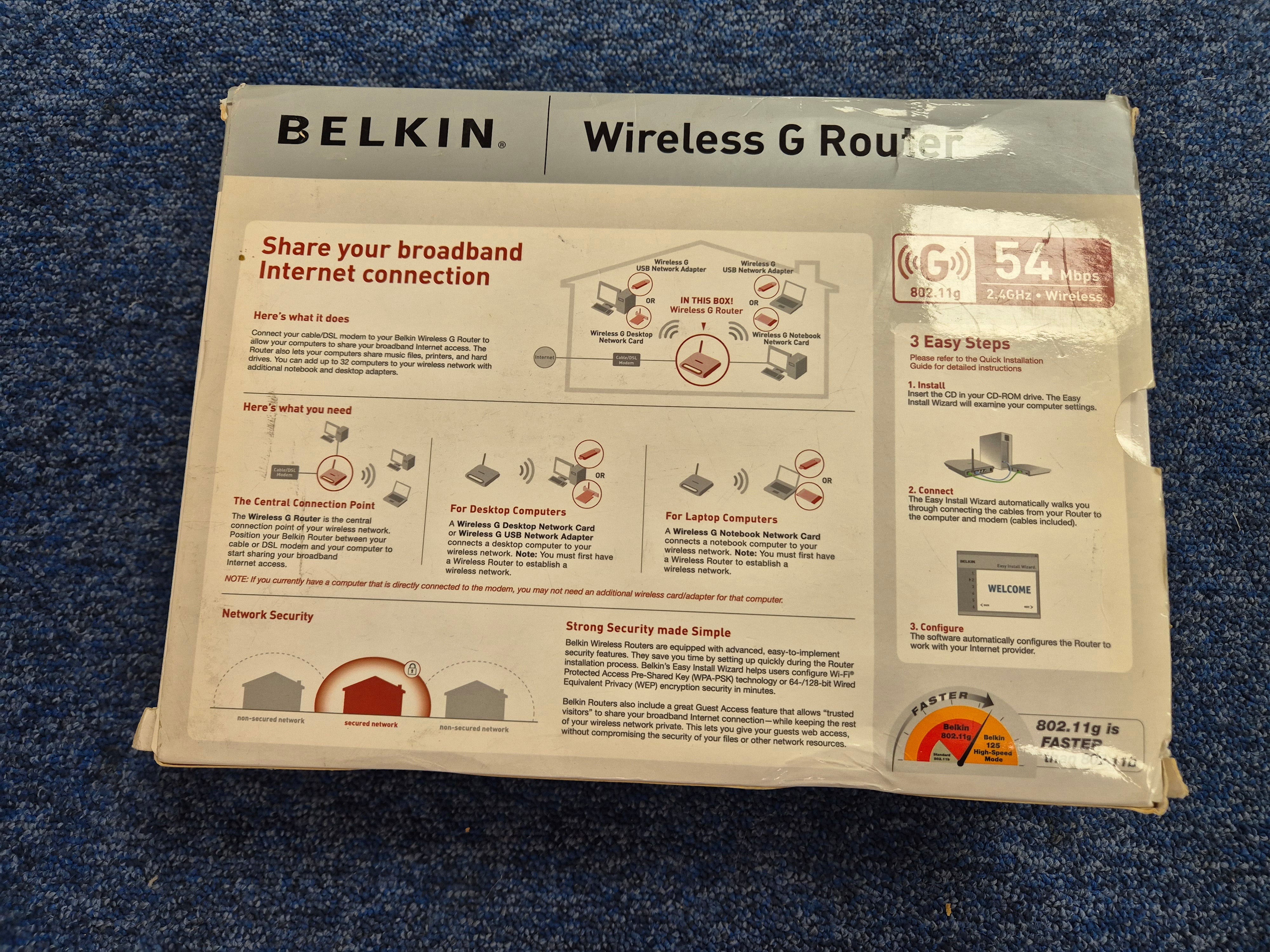 Belkin Wireless Cable G Router 54Mbps + 4Port 10/100 ( F5D7230uk4 ) NOB